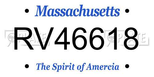 RV46618 Massachusetts License Plate