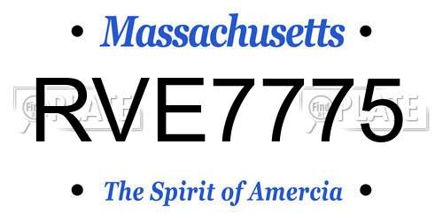 RVE7775 Massachusetts License Plate