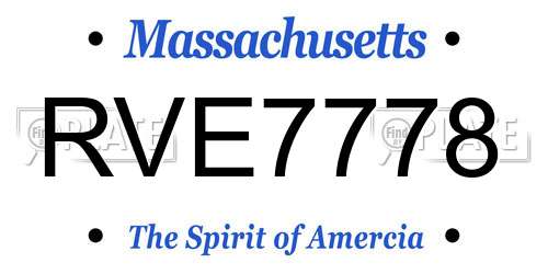 RVE7778 Massachusetts License Plate