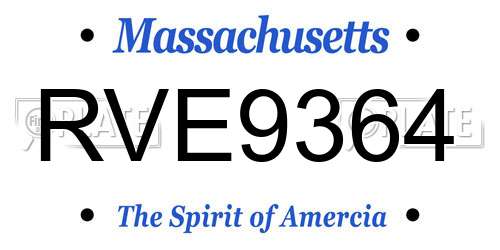 RVE9364 Massachusetts License Plate