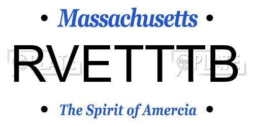 RVETTTB Massachusetts License Plate