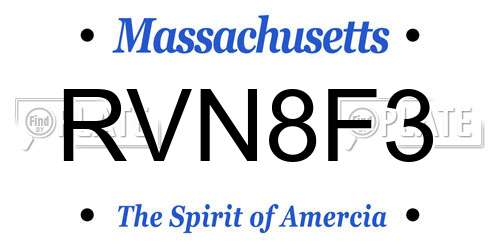 RVN8F3 Massachusetts License Plate