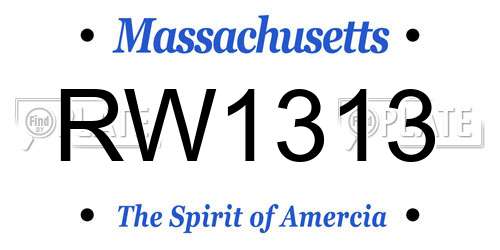 RW1313 Massachusetts License Plate