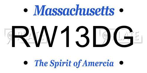 RW13DG Massachusetts License Plate
