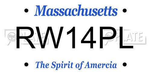 RW14PL Massachusetts License Plate