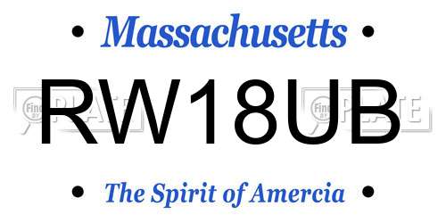 RW18UB Massachusetts License Plate