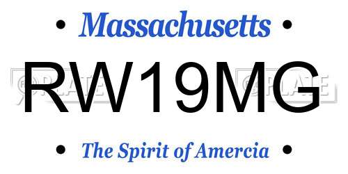 RW19MG Massachusetts License Plate
