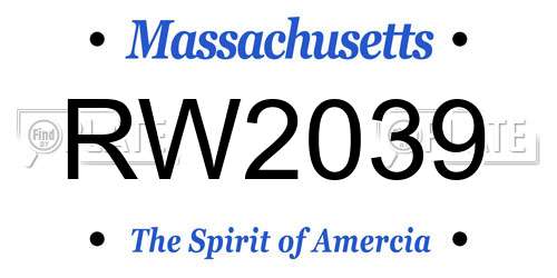 RW2039 Massachusetts License Plate