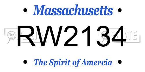 RW2134 Massachusetts License Plate