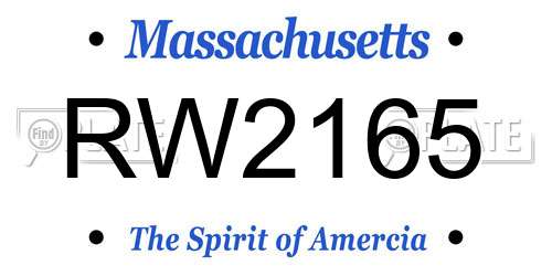 RW2165 Massachusetts License Plate