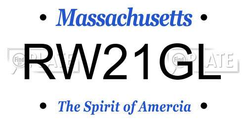 RW21GL Massachusetts License Plate