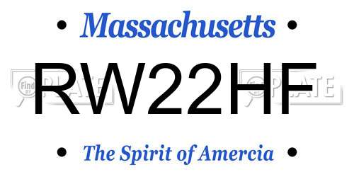 RW22HF Massachusetts License Plate