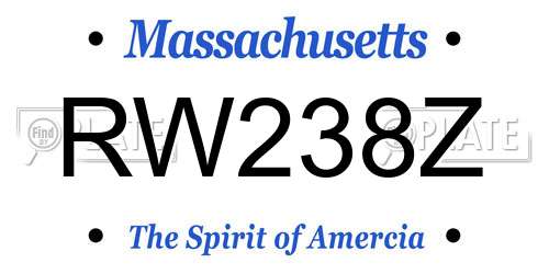 RW238Z Massachusetts License Plate