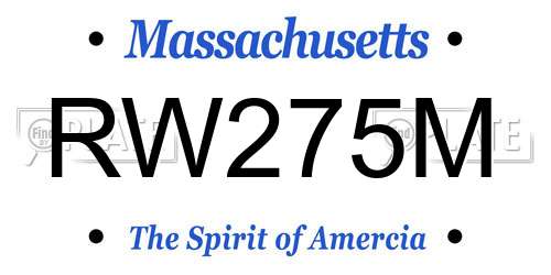 RW275M Massachusetts License Plate