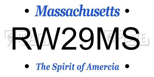 RW29MS Massachusetts License Plate