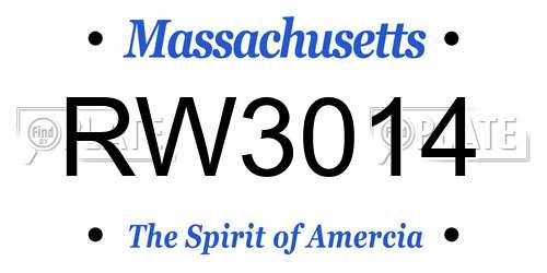 RW3014 Massachusetts License Plate