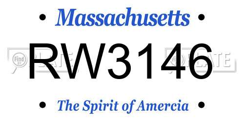 RW3146 Massachusetts License Plate