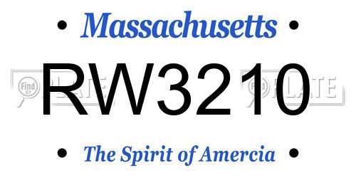 RW3210 Massachusetts License Plate
