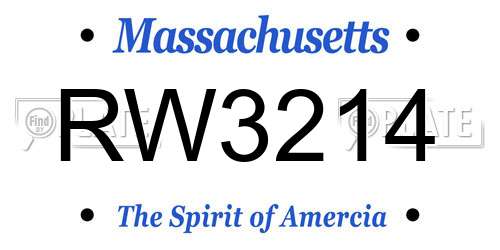 RW3214 Massachusetts License Plate