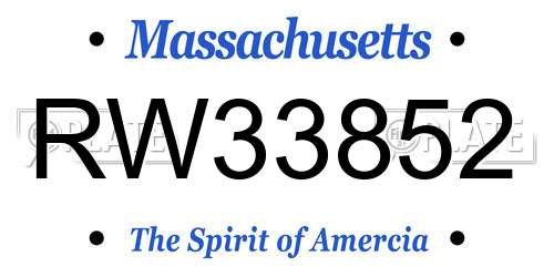 RW33852 Massachusetts License Plate