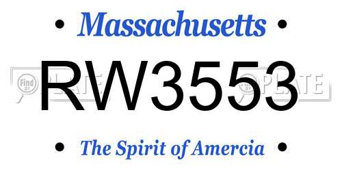 RW3553 Massachusetts License Plate