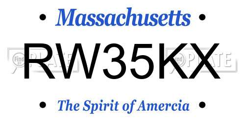 RW35KX Massachusetts License Plate