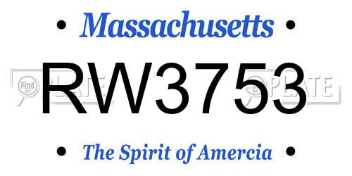 RW3753 Massachusetts License Plate