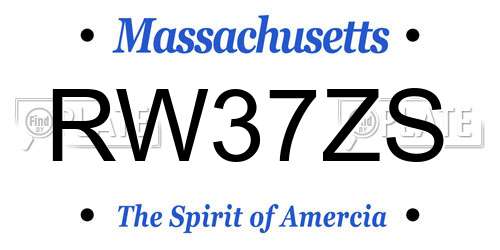 RW37ZS Massachusetts License Plate