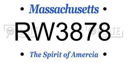 RW3878 Massachusetts License Plate