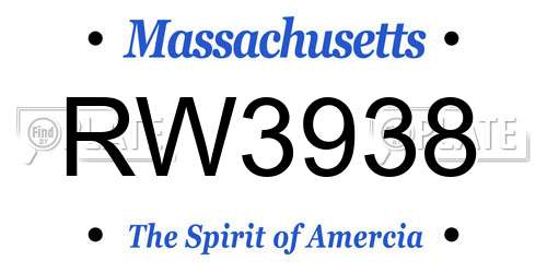 RW3938 Massachusetts License Plate
