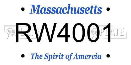 RW4001 Massachusetts License Plate