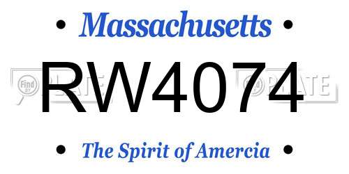 RW4074 Massachusetts License Plate