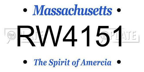 RW4151 Massachusetts License Plate