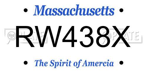 RW438X Massachusetts License Plate