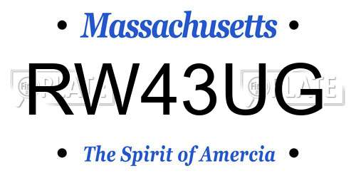 RW43UG Massachusetts License Plate