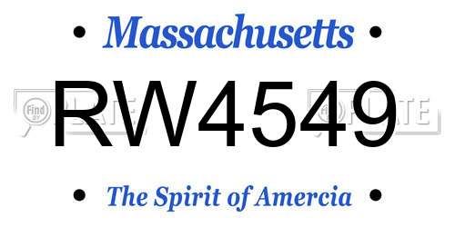 RW4549 Massachusetts License Plate