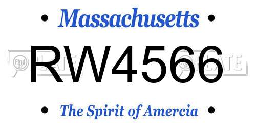 RW4566 Massachusetts License Plate
