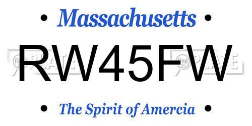 RW45FW Massachusetts License Plate