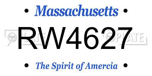 RW4627 Massachusetts License Plate
