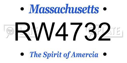 RW4732 Massachusetts License Plate