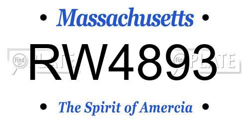 RW4893 Massachusetts License Plate