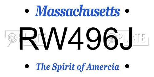 RW496J Massachusetts License Plate