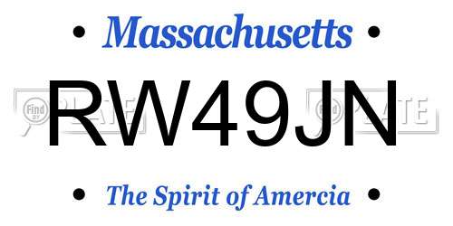 RW49JN Massachusetts License Plate