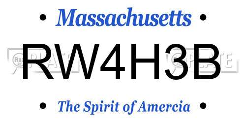 RW4H3B Massachusetts License Plate