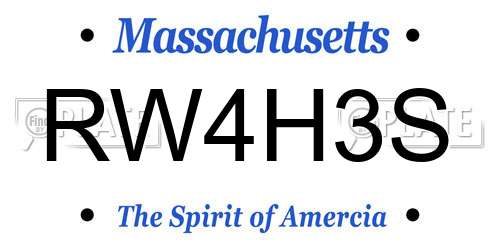 RW4H3S Massachusetts License Plate