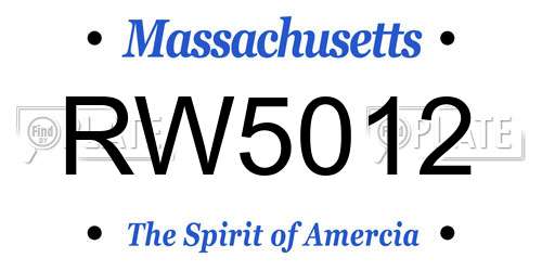 RW5012 Massachusetts License Plate