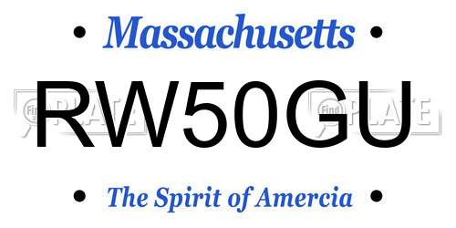 RW50GU Massachusetts License Plate
