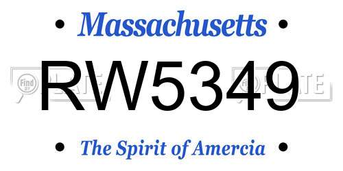 RW5349 Massachusetts License Plate