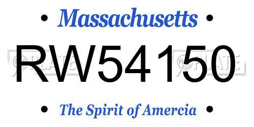 RW54150 Massachusetts License Plate