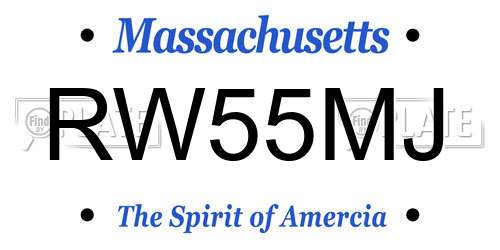 RW55MJ Massachusetts License Plate